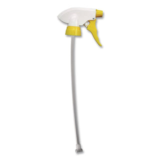 Chemical Resistant Trigger Sprayer, 9.88" Tube, Fits 32 oz Bottles, Yellow/White, 24/Carton