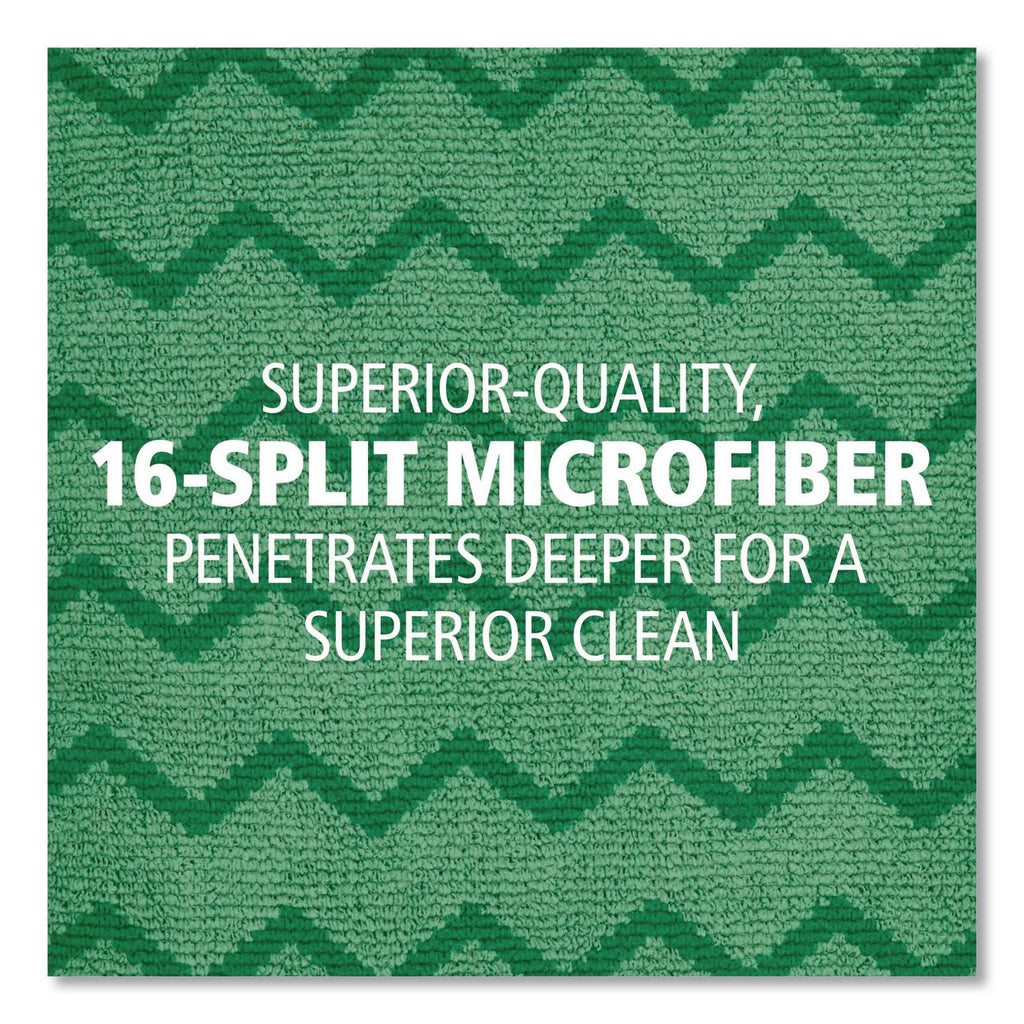 Reusable Cleaning Cloths, Microfiber, 16 x 16, Green, 12/Carton