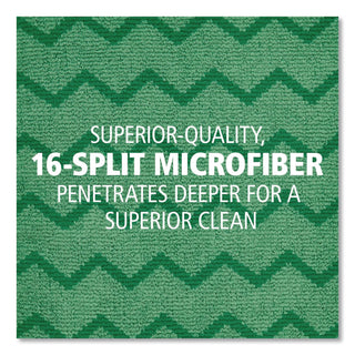 Reusable Cleaning Cloths, Microfiber, 16 x 16, Green, 12/Carton