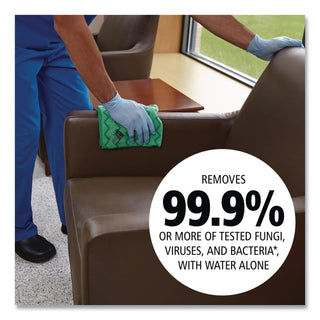 Reusable Cleaning Cloths, Microfiber, 16 x 16, Green, 12/Carton
