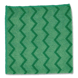 Reusable Cleaning Cloths, Microfiber, 16 x 16, Green, 12/Carton