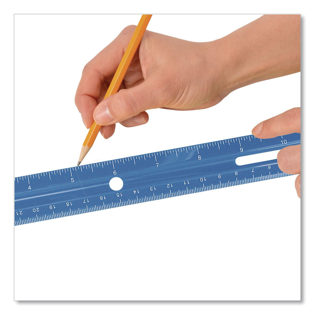 Westcott 12" Plastic Ruler - 12" Length - 1/16 Graduations - Imperial, Metric Measuring System - Plastic - 1 Each - Assorted