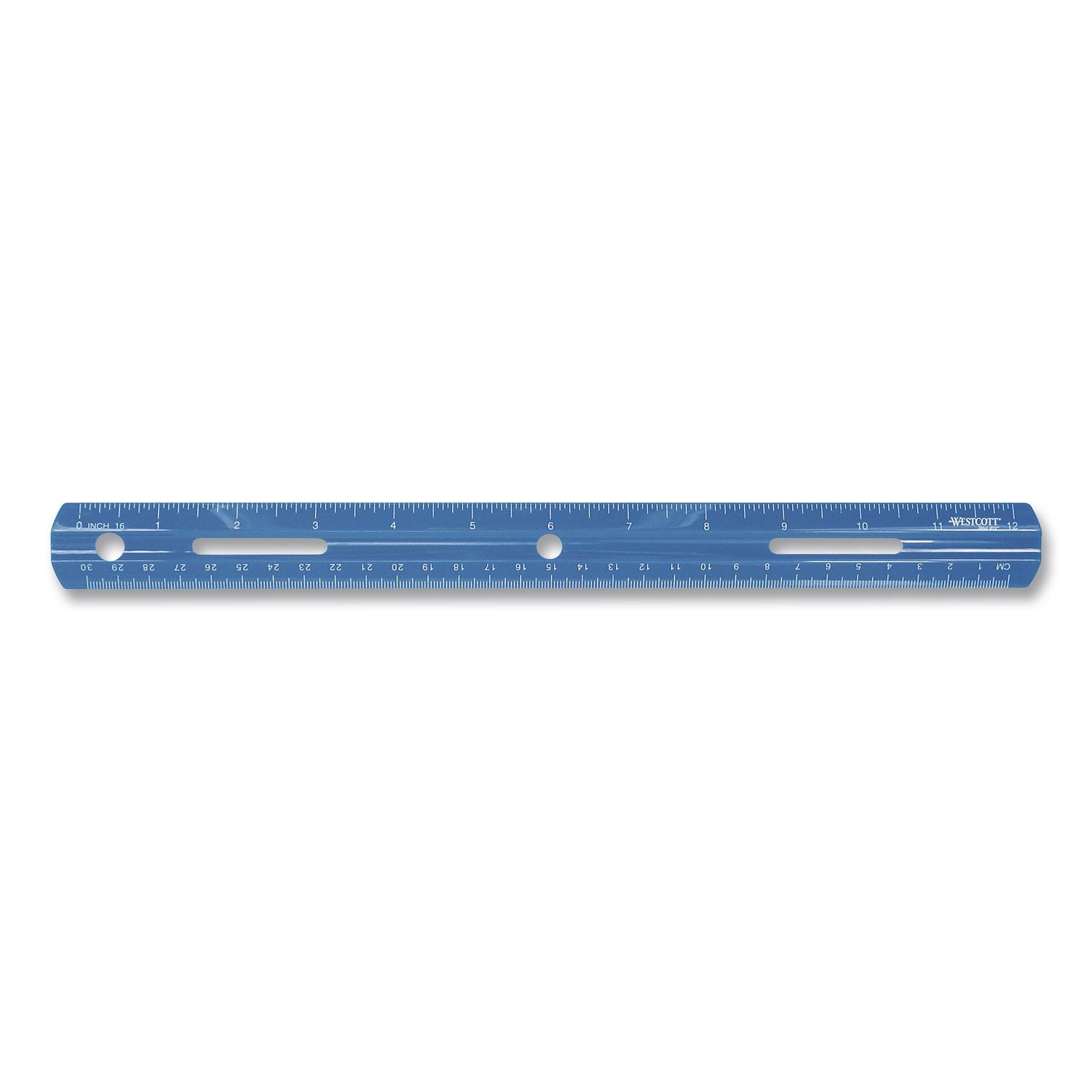 Westcott 12" Plastic Ruler - 12" Length - 1/16 Graduations - Imperial, Metric Measuring System - Plastic - 1 Each - Assorted