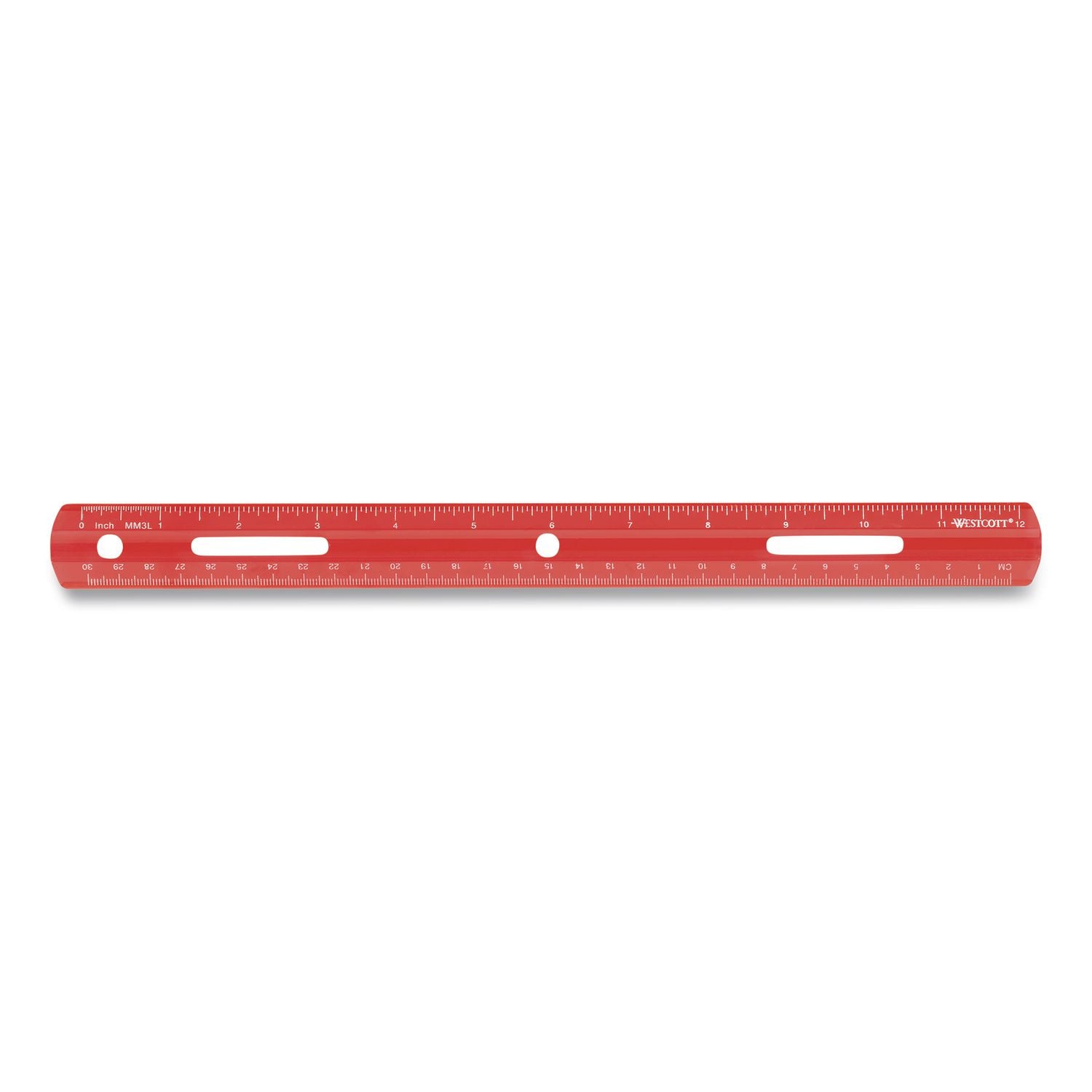 Westcott 12" Plastic Ruler - 12" Length - 1/16 Graduations - Imperial, Metric Measuring System - Plastic - 1 Each - Assorted