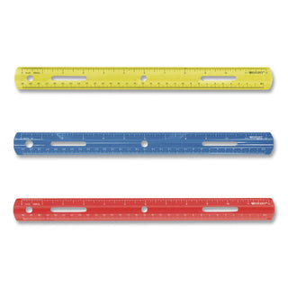 Westcott 12" Plastic Ruler - 12" Length - 1/16 Graduations - Imperial, Metric Measuring System - Plastic - 1 Each - Assorted