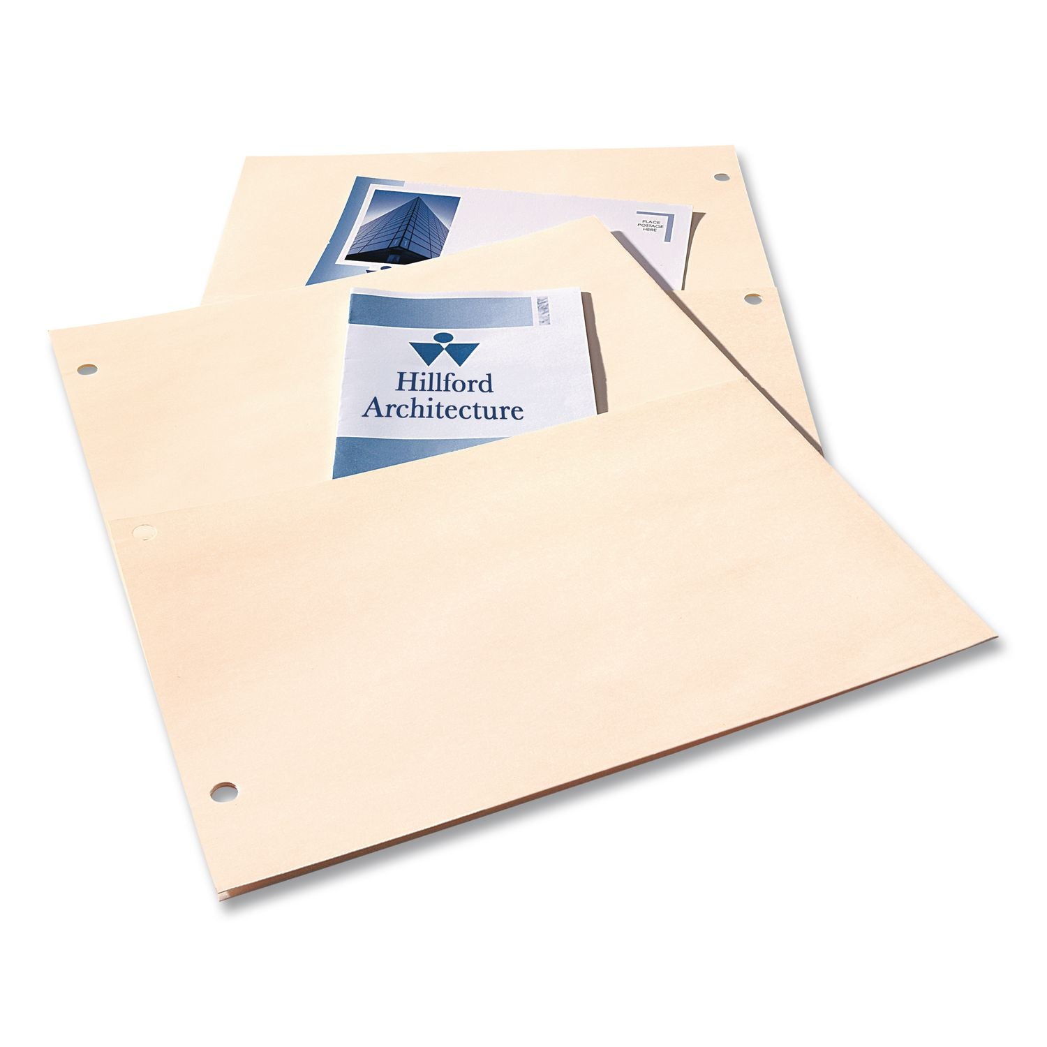 Avery Untabbed Double Pocket Dividers - 11.1" Height x 9.3" Width - 2 x Pockets Capacity - For Letter 8 1/2" x 11" Sheet - Ring Binder - Rectangular - Buff - 5 / Pack