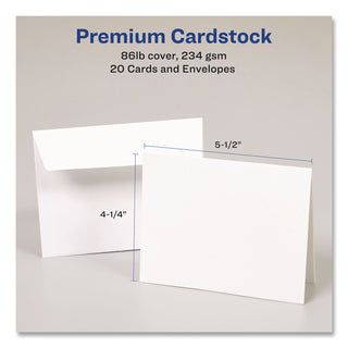 Avery Greeting Cards - 97 Brightness - 4 1/4" x 5 1/2" - Matte - 20 / Pack - Heavyweight - White