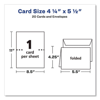 Avery Greeting Cards - 97 Brightness - 4 1/4" x 5 1/2" - Matte - 20 / Pack - Heavyweight - White