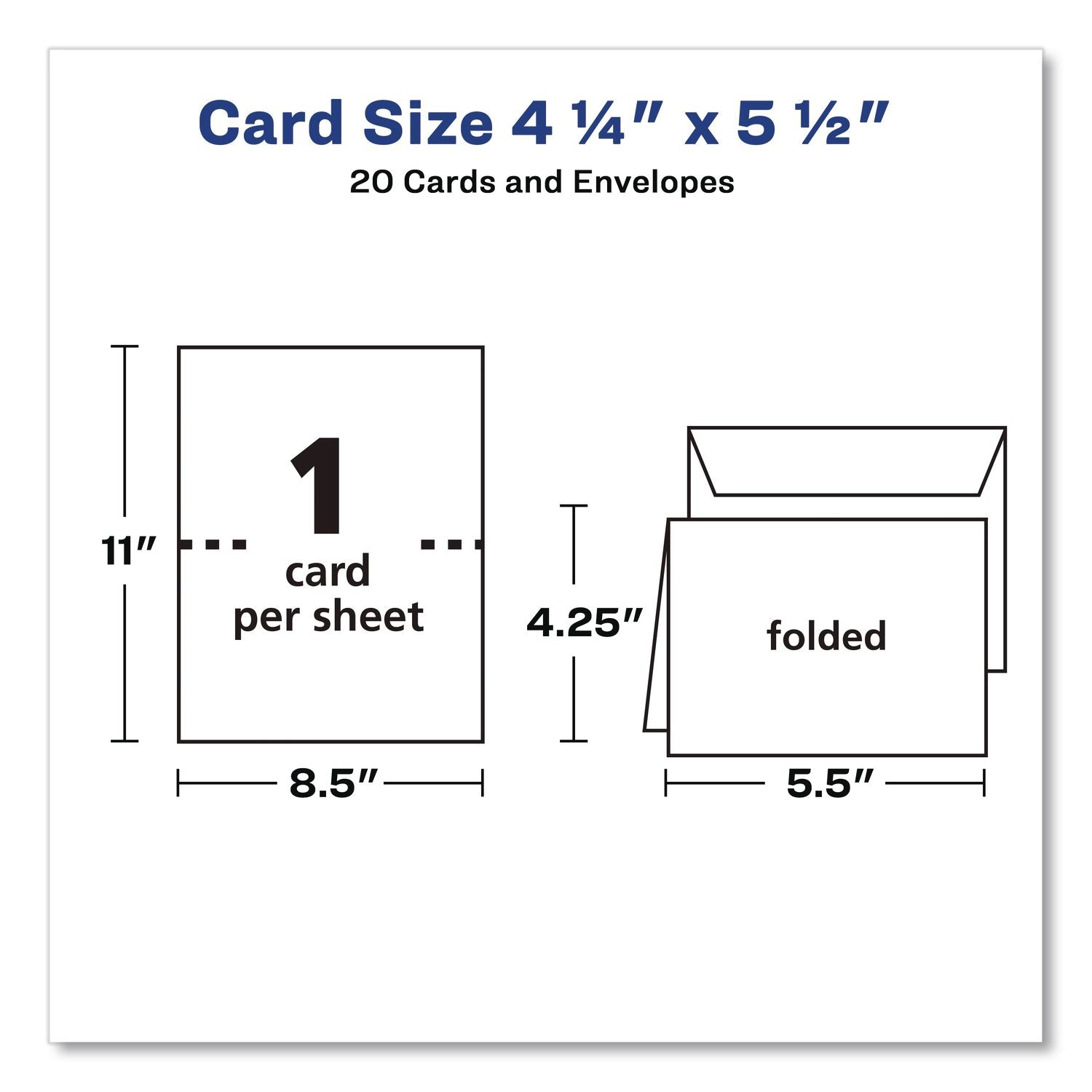 Avery Greeting Cards - 97 Brightness - 4 1/4" x 5 1/2" - Matte - 20 / Pack - Heavyweight - White