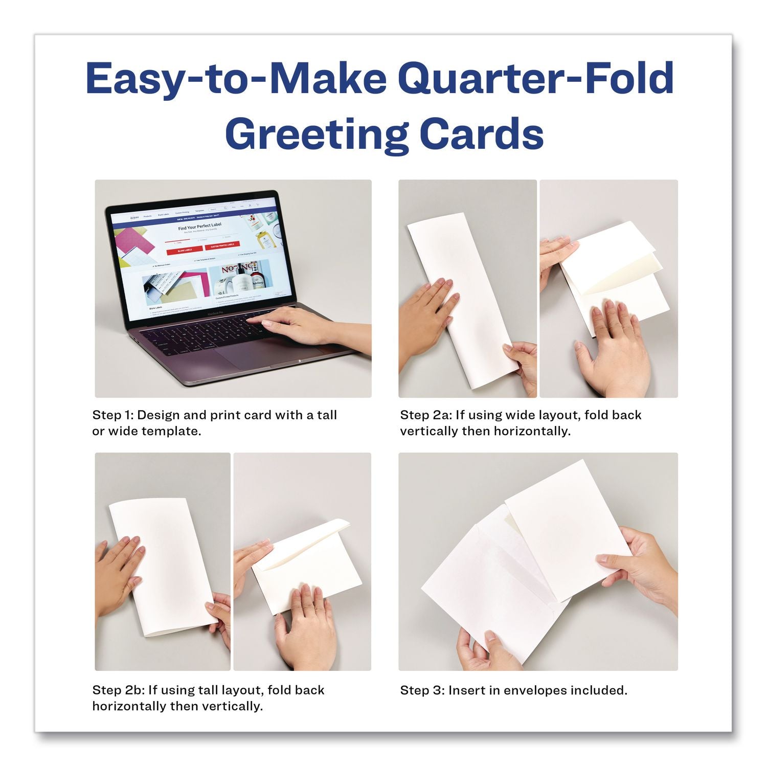 Avery Greeting Cards - 97 Brightness - 4 1/4" x 5 1/2" - Matte - 20 / Pack - Heavyweight - White