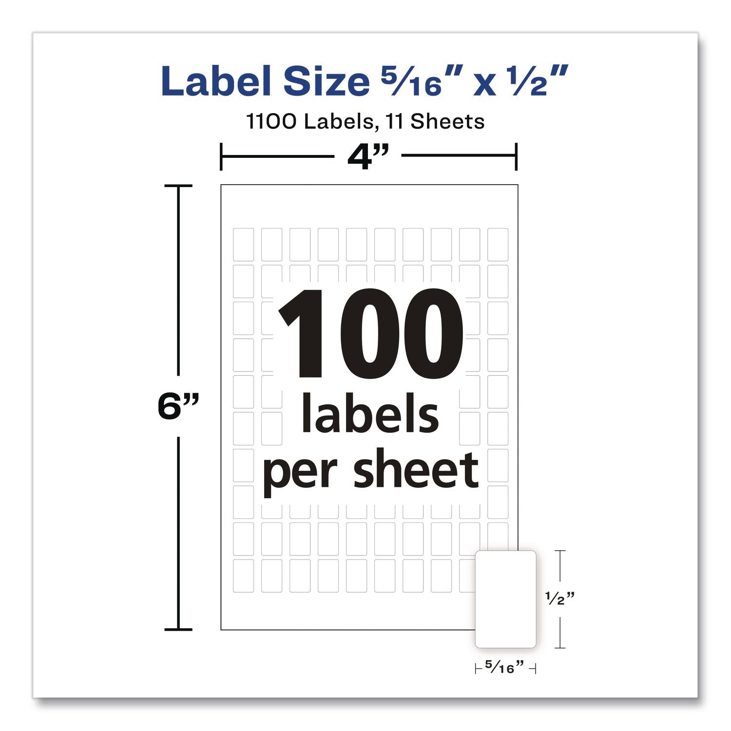 Avery Removable ID Labels - 5/16" Width x 1/2" Length - Removable Adhesive - Rectangle - White - Paper - 1000 / Pack - Self-adhesive