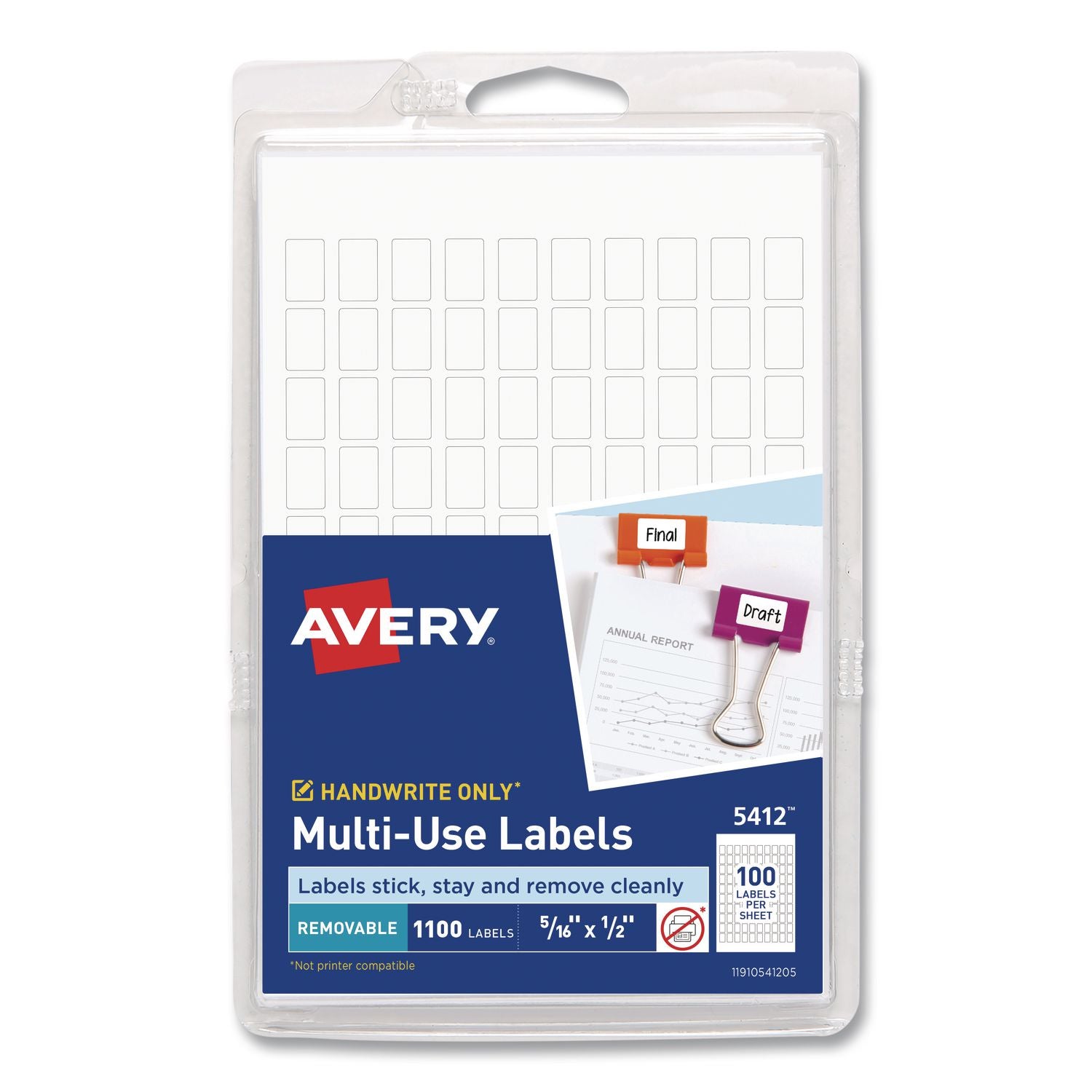 Avery Removable ID Labels - 5/16" Width x 1/2" Length - Removable Adhesive - Rectangle - White - Paper - 1000 / Pack - Self-adhesive