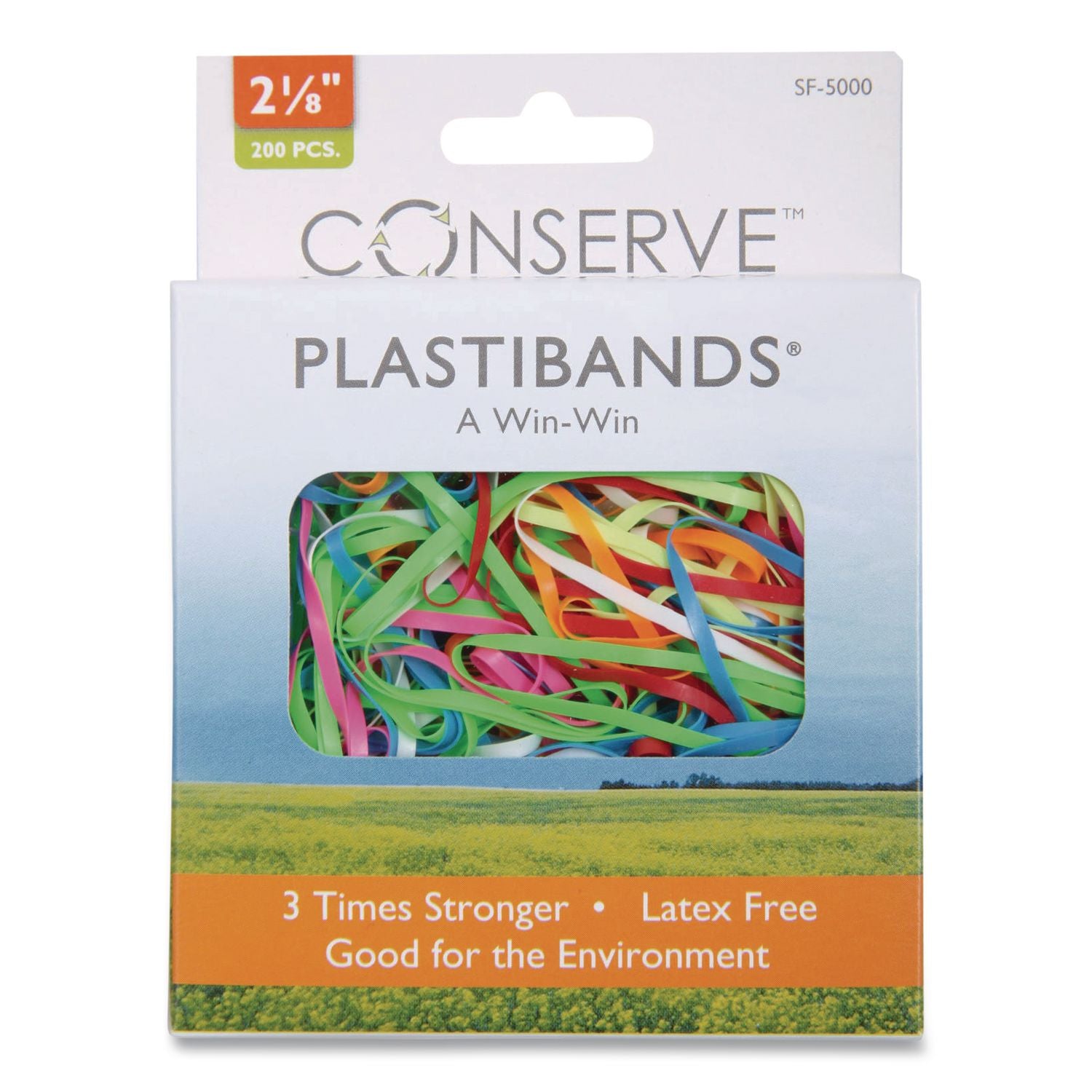 Conserve Plastibands - 2.1" Length - Latex-free - 200 / Box - Polyurethane - Assorted