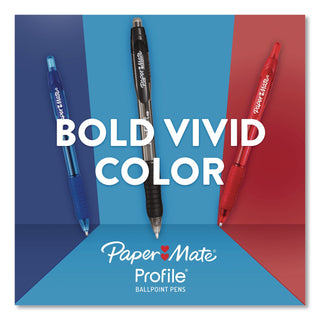 Paper Mate Profile Ballpoint Pen - Bold Pen Point - 1.4 mm Pen Point Size - Refillable - Retractable - Black, Blue, Green, Brown, Lime, Magenta, Navy, Orange, Purple, Turquoise, Violet - Turquoise Barrel - 12 / Pack