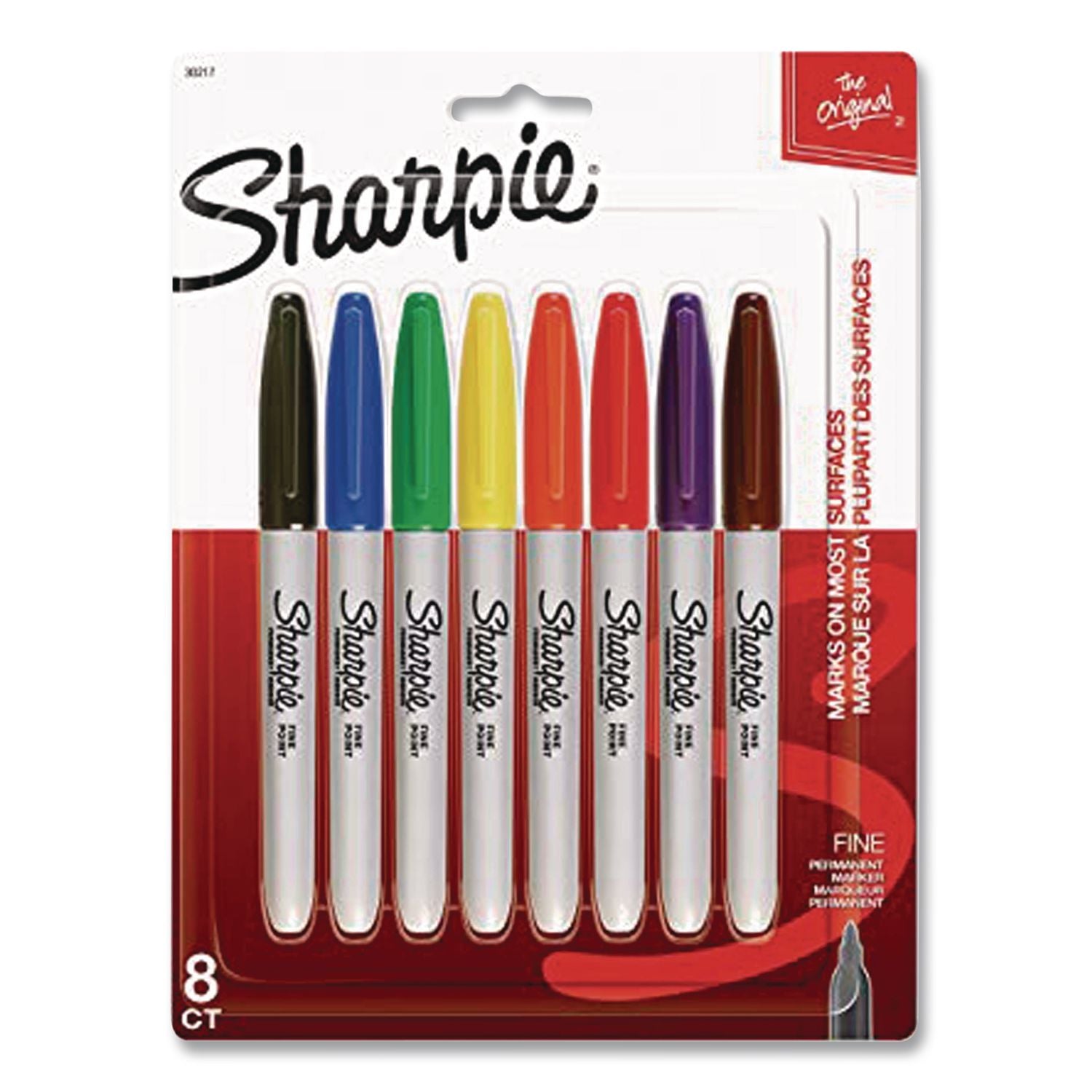 Sharpie Fine Point Permanent Marker - Fine Marker Point - Assorted Alcohol Based Ink - 8 / Pack