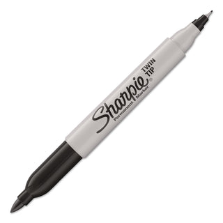 Sharpie Twin Tip Permanent Markers - Fine, Ultra Fine Marker Point - Black Alcohol Based Ink - 4 / Pack