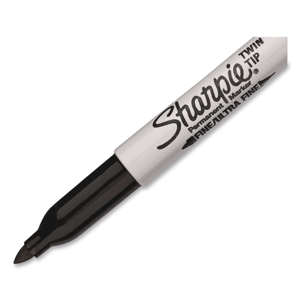 Sharpie Twin Tip Permanent Markers - Fine, Ultra Fine Marker Point - Black Alcohol Based Ink - 4 / Pack