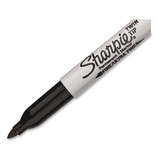 Sharpie Twin Tip Permanent Markers - Fine, Ultra Fine Marker Point - Black Alcohol Based Ink - 4 / Pack