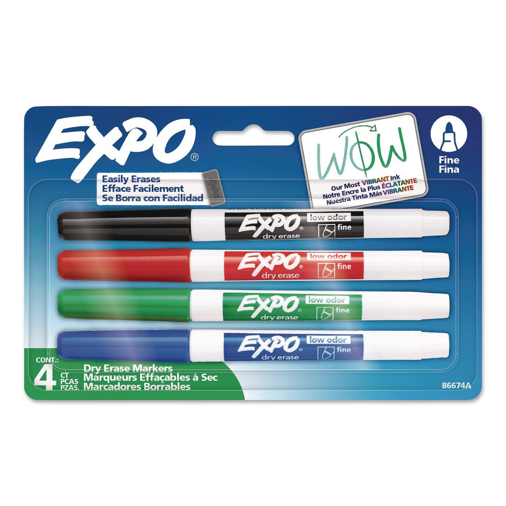 Expo Low-Odor Dry-erase Markers - Fine Marker Point - Assorted - 4 / Set