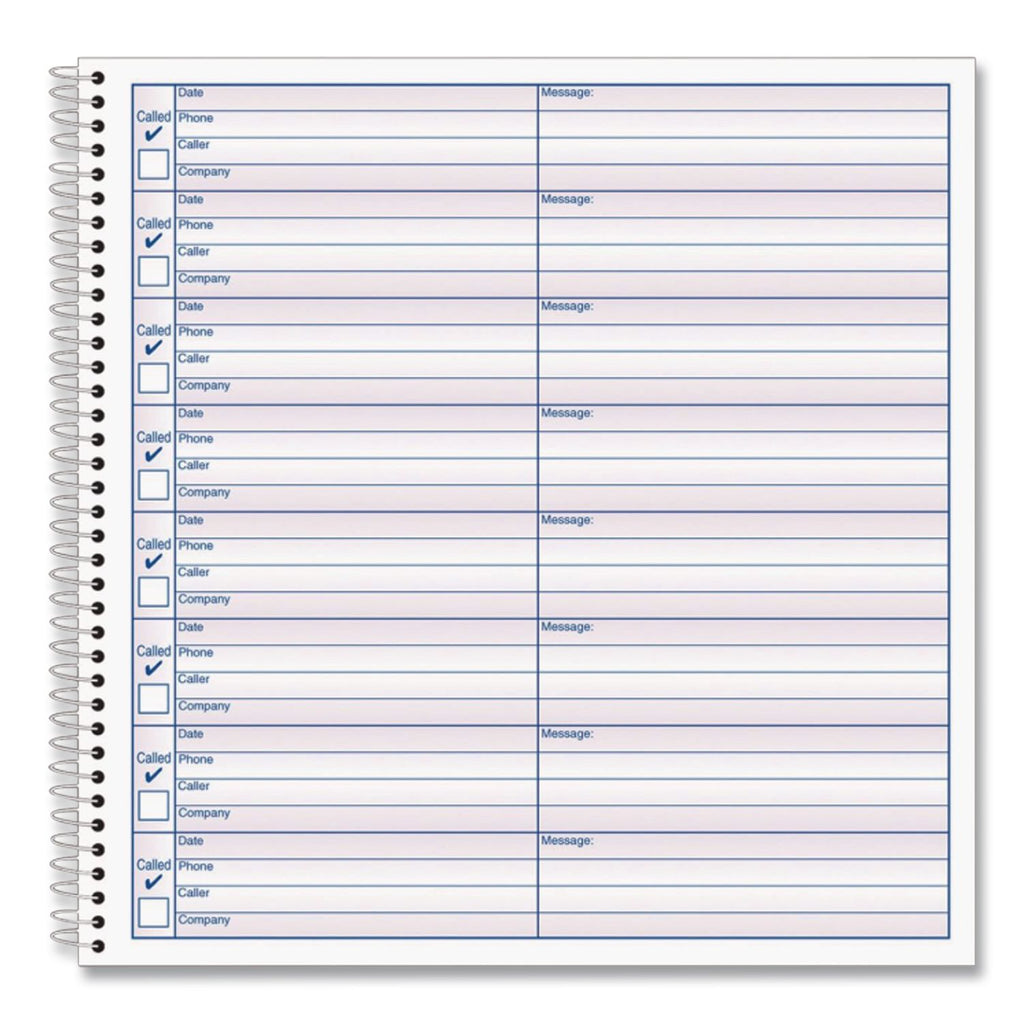 Adams Voice Mail Log Book - 60 Sheet(s) - Spiral Bound - 7.50" x 8.50" Sheet Size - 2 / Pack