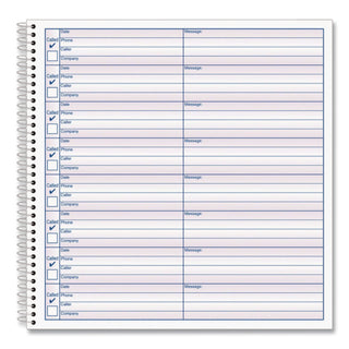 Adams Voice Mail Log Book - 60 Sheet(s) - Spiral Bound - 7.50" x 8.50" Sheet Size - 2 / Pack