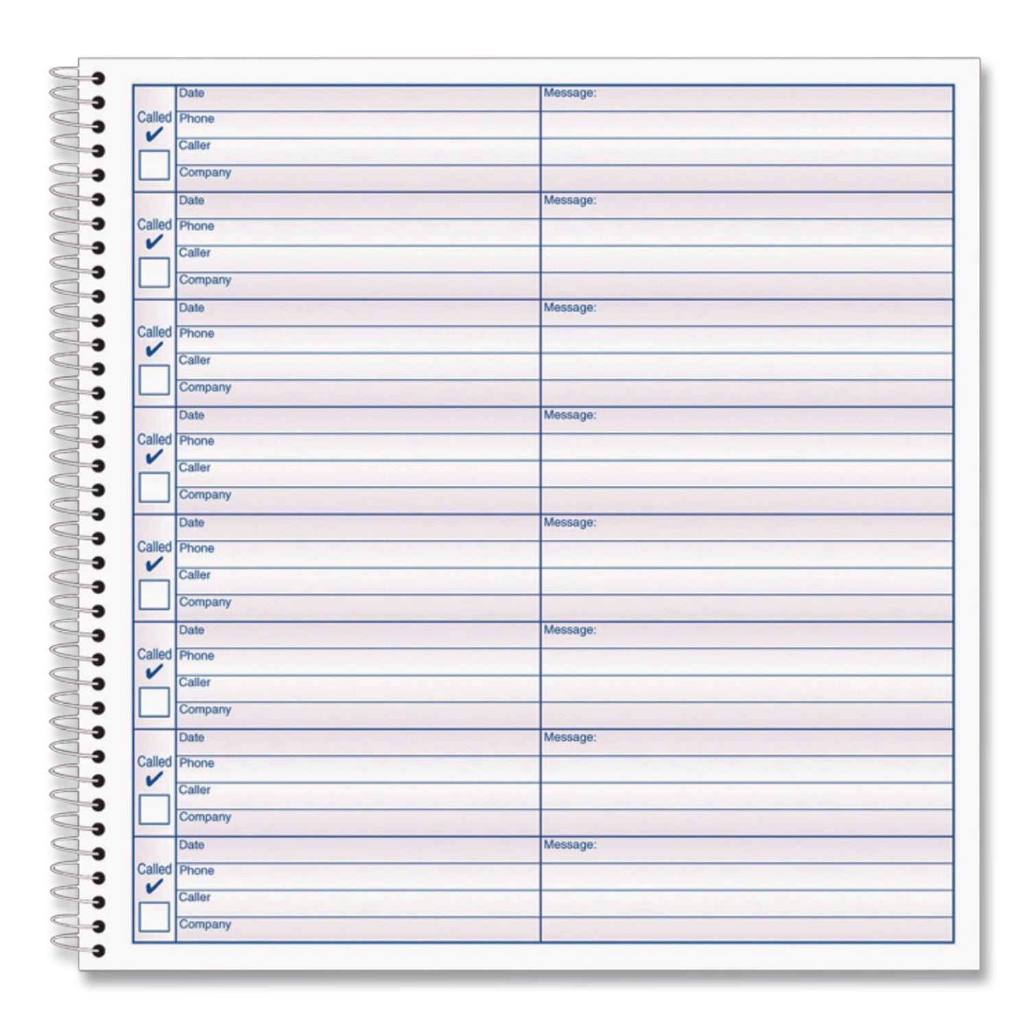 Adams Voice Mail Log Book - 60 Sheet(s) - Spiral Bound - 7.50" x 8.50" Sheet Size - 2 / Pack