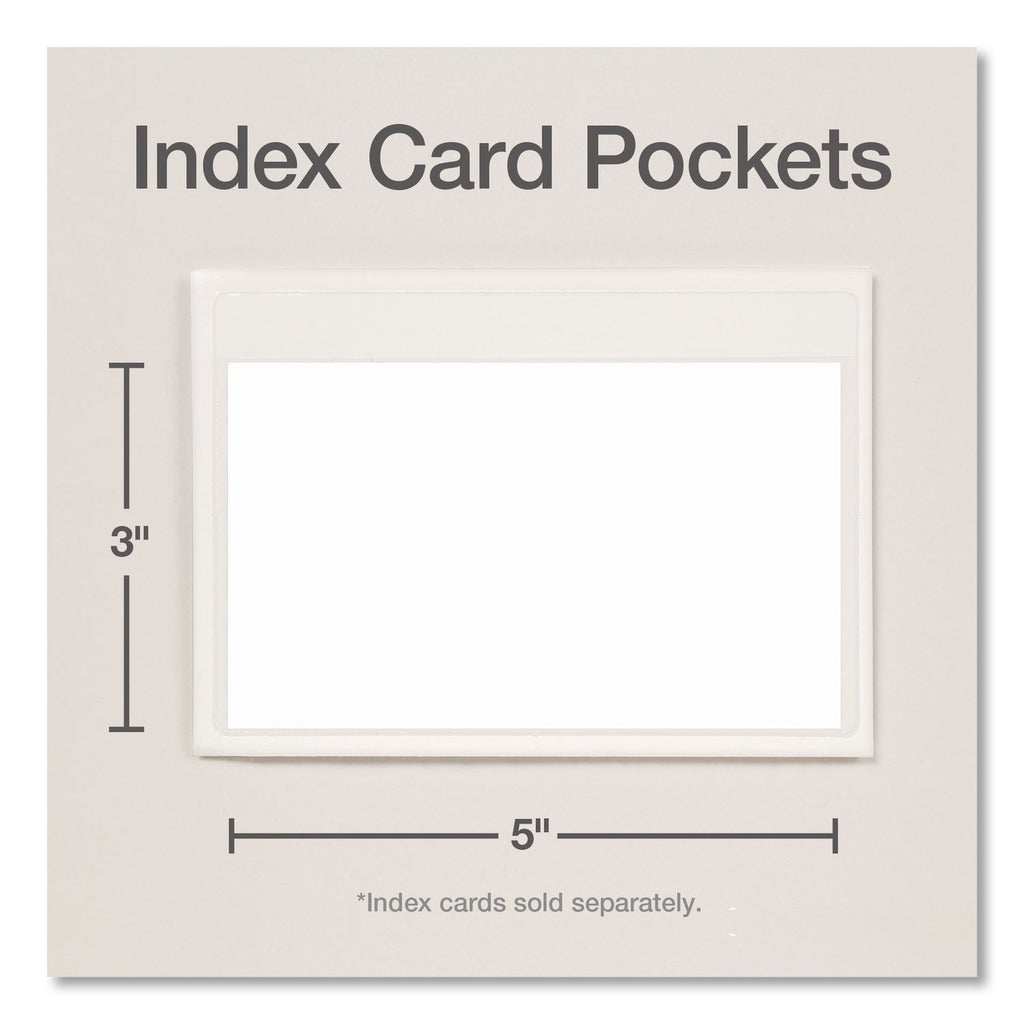 Cardinal Self-Adhesive Polypropylene Pockets - 3.6" Height x 5.3" Width - 100 mil Thickness - 1 x Card Capacity - 5" x 3" Sheet - Ring Binder - Rectangular - Clear - Polypropylene - 100 / Box