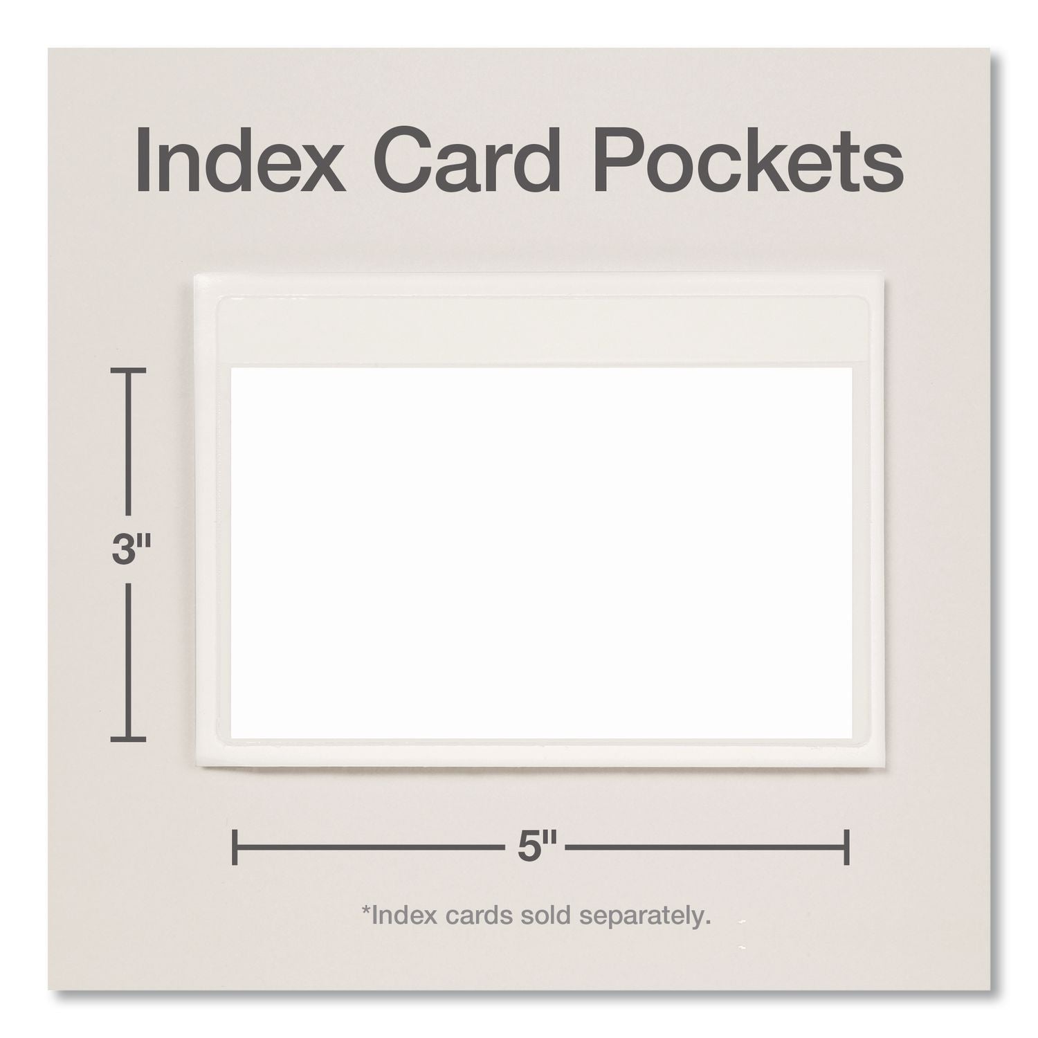 Cardinal Self-Adhesive Polypropylene Pockets - 3.6" Height x 5.3" Width - 100 mil Thickness - 1 x Card Capacity - 5" x 3" Sheet - Ring Binder - Rectangular - Clear - Polypropylene - 100 / Box