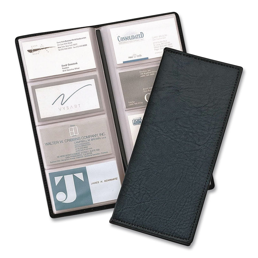Cardinal Sewn 96 Card File - 96 Capacity - 4.25" Width x 10.38" Length - Black Vinyl Cover