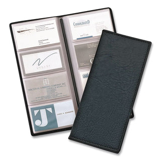Cardinal Sewn 96 Card File - 96 Capacity - 4.25" Width x 10.38" Length - Black Vinyl Cover