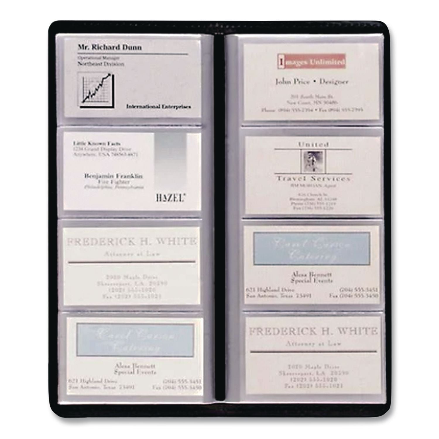 Cardinal Sewn 96 Card File - 96 Capacity - 4.25" Width x 10.38" Length - Black Vinyl Cover