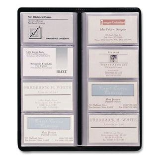 Cardinal Sewn 96 Card File - 96 Capacity - 4.25" Width x 10.38" Length - Black Vinyl Cover