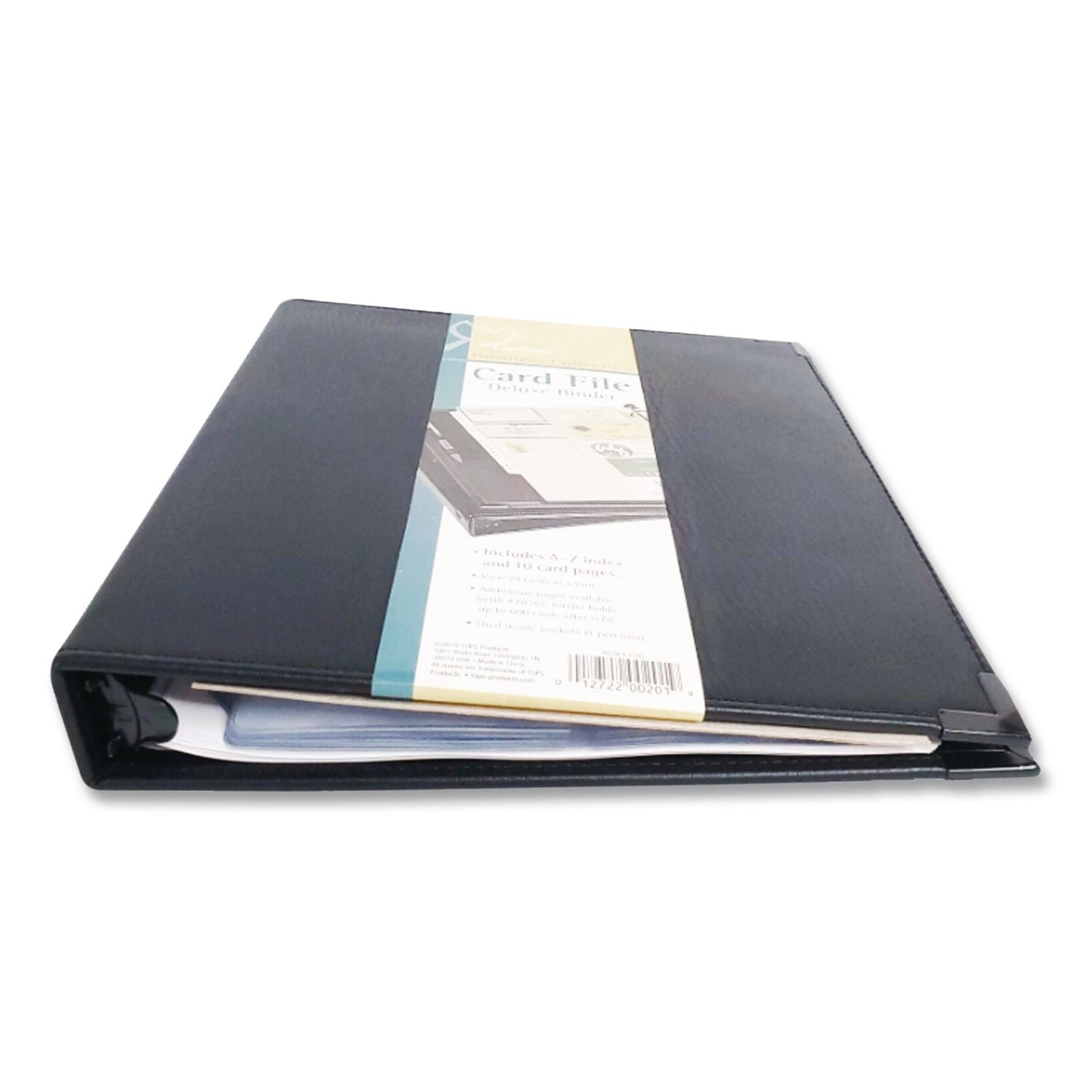 Cardinal Stafford Business Card Ring Binders - 200 Capacity - 8.50" Width x 11" Length - 3-ring Binding - Refillable - Black Vinyl Cover