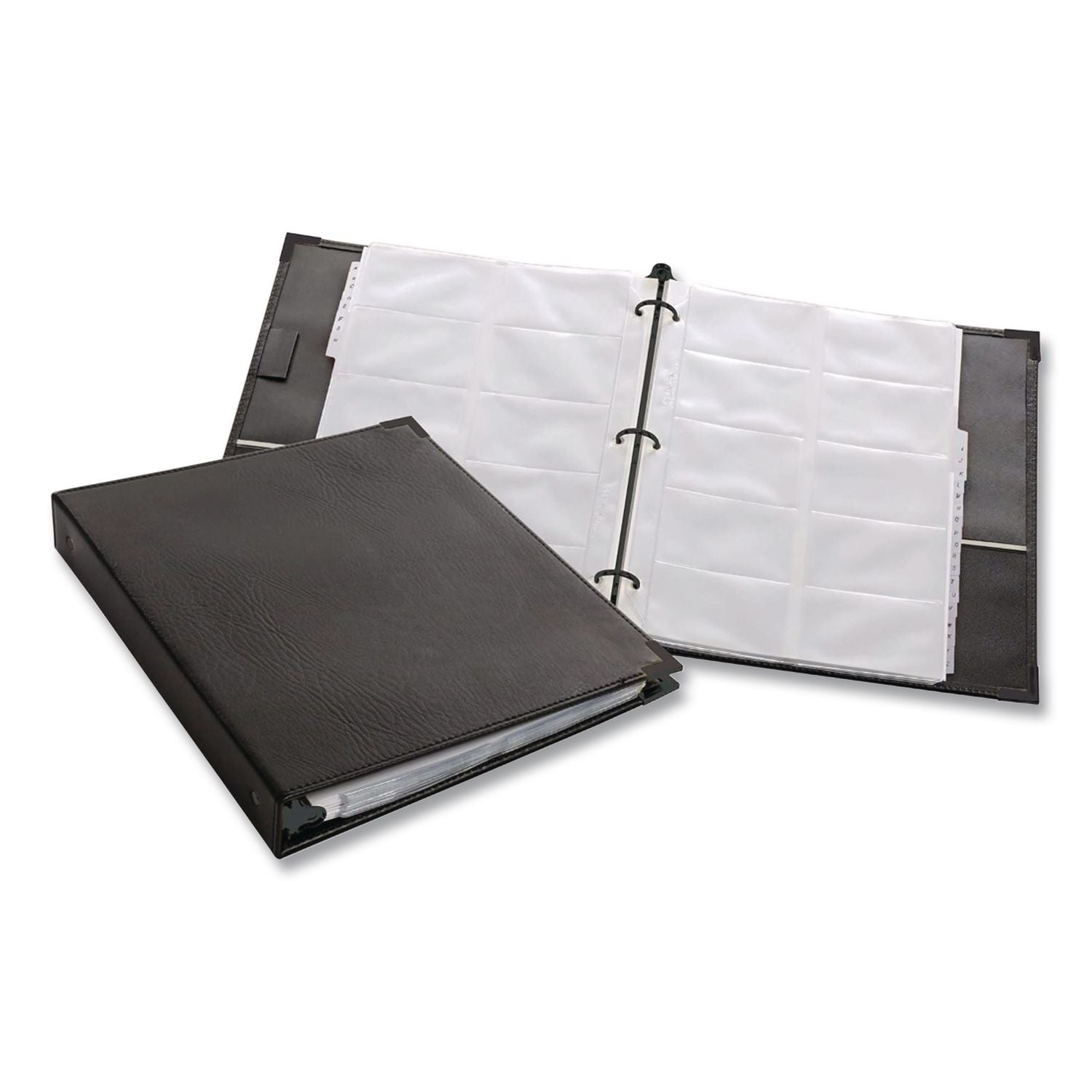 Cardinal Stafford Business Card Ring Binders - 200 Capacity - 8.50" Width x 11" Length - 3-ring Binding - Refillable - Black Vinyl Cover