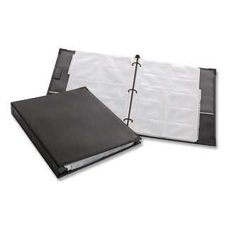 Cardinal Stafford Business Card Ring Binders - 200 Capacity - 8.50" Width x 11" Length - 3-ring Binding - Refillable - Black Vinyl Cover