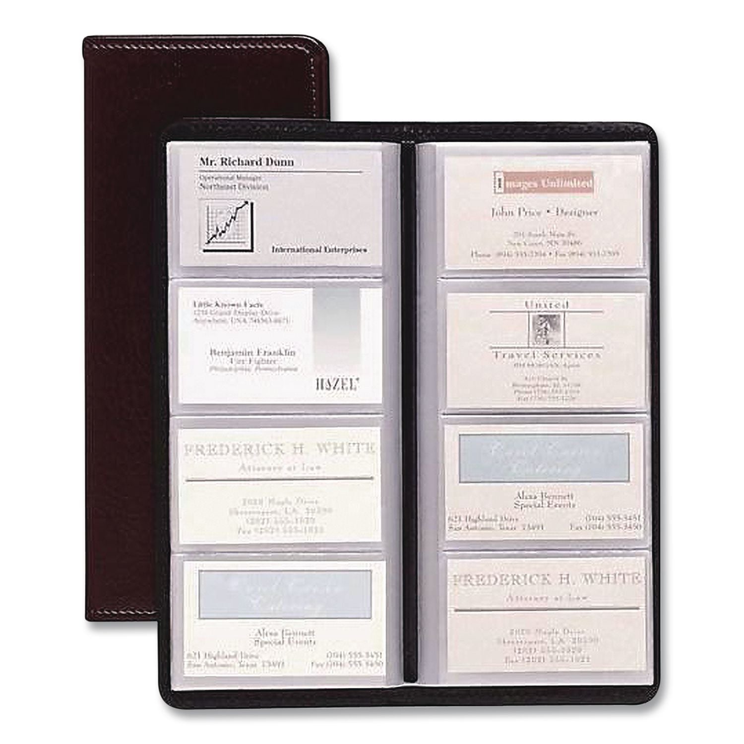 Cardinal Sewn 96 Card File - 96 Capacity - 4.25" Width x 10.38" Length - Black Vinyl Cover