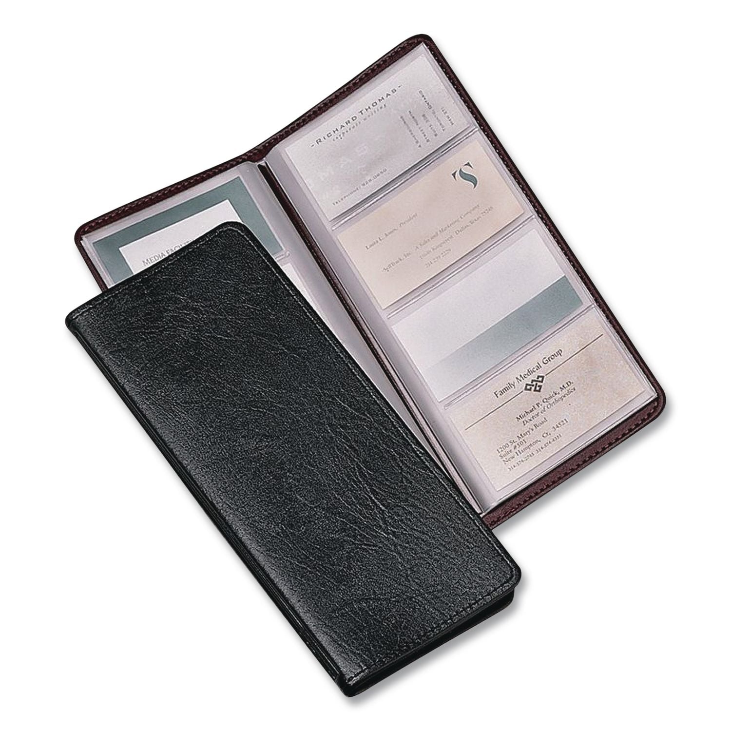 Cardinal Sewn 96 Card File - 96 Capacity - 4.25" Width x 10.38" Length - Black Vinyl Cover