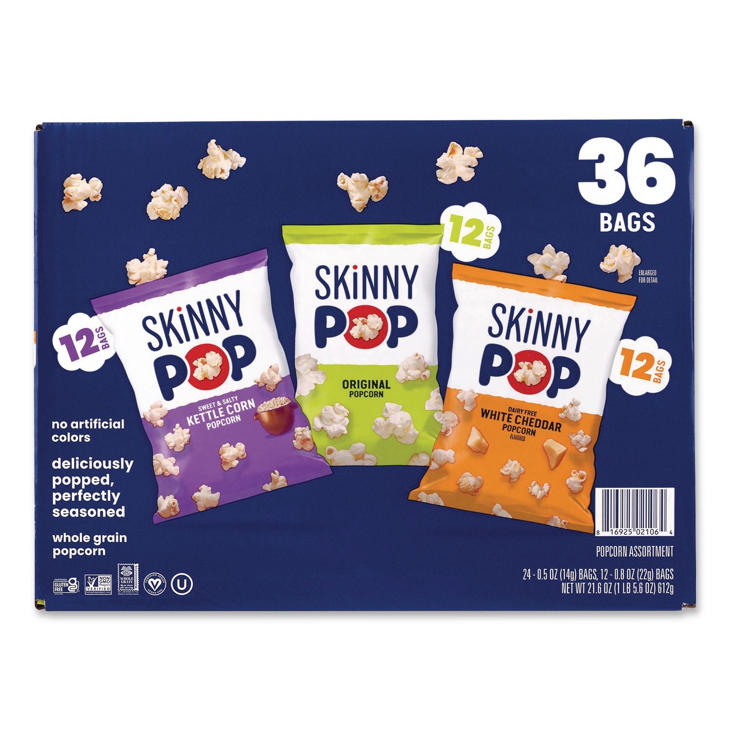 Popcorn Variety Snack Pack, 0.5 oz Bag, 36 Bags/Carton, Ships in 1-3 Business Days