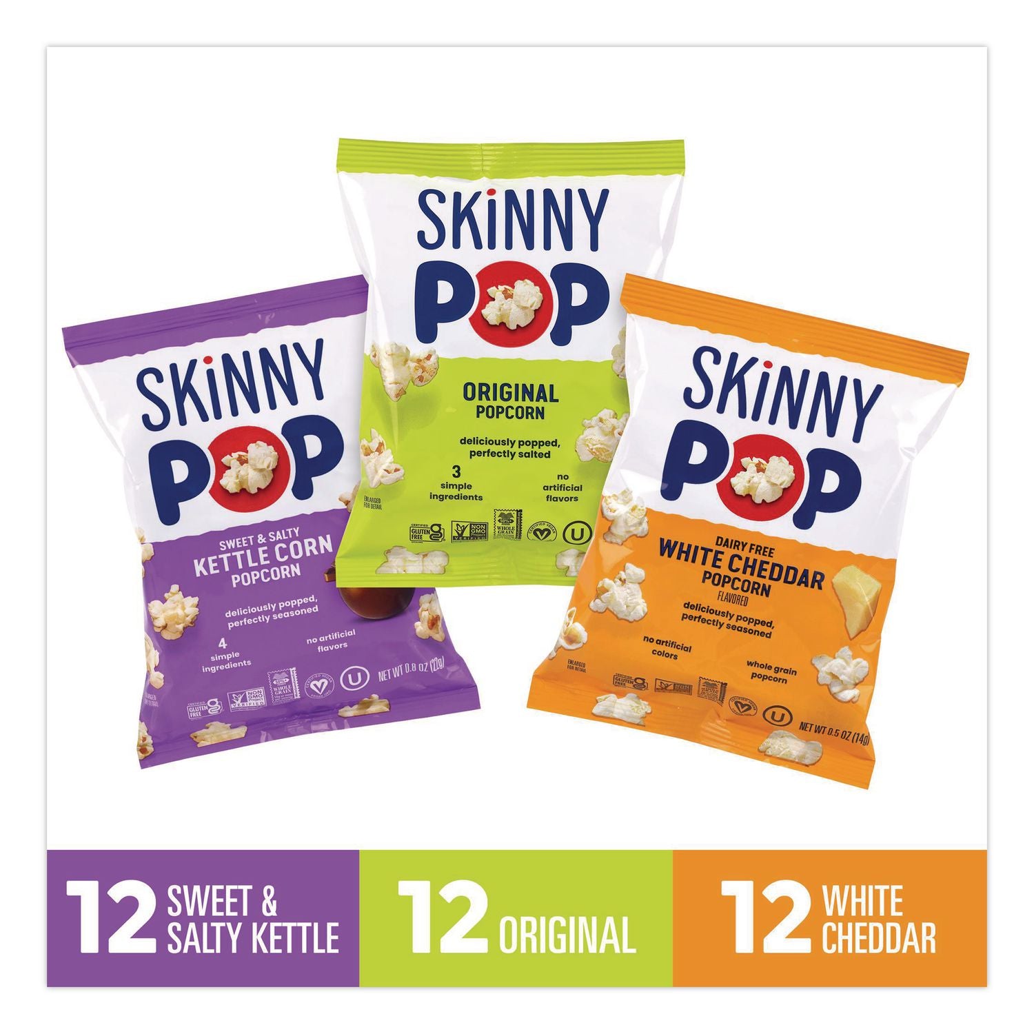 Popcorn Variety Snack Pack, 0.5 oz Bag, 36 Bags/Carton, Ships in 1-3 Business Days
