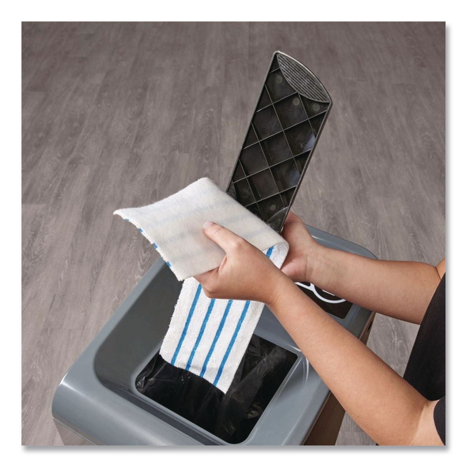 Disposable Microfiber Pad, 4.75 x 19, White/Blue Stripes, 50/Pack, 3 Packs/Carton