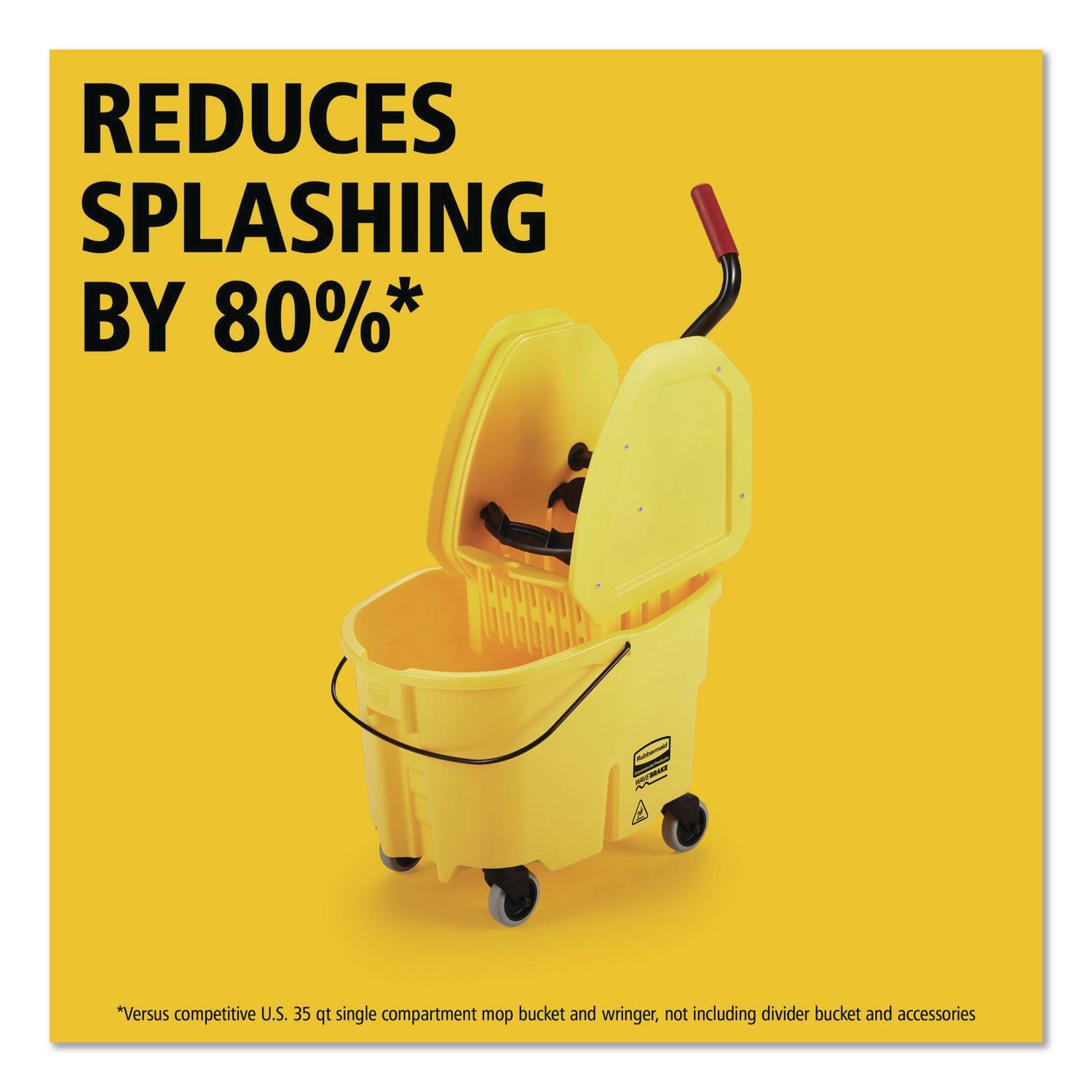 WaveBrake 2.0 Bucket/Wringer Combos, Down-Press, 35 qt, Plastic, Yellow