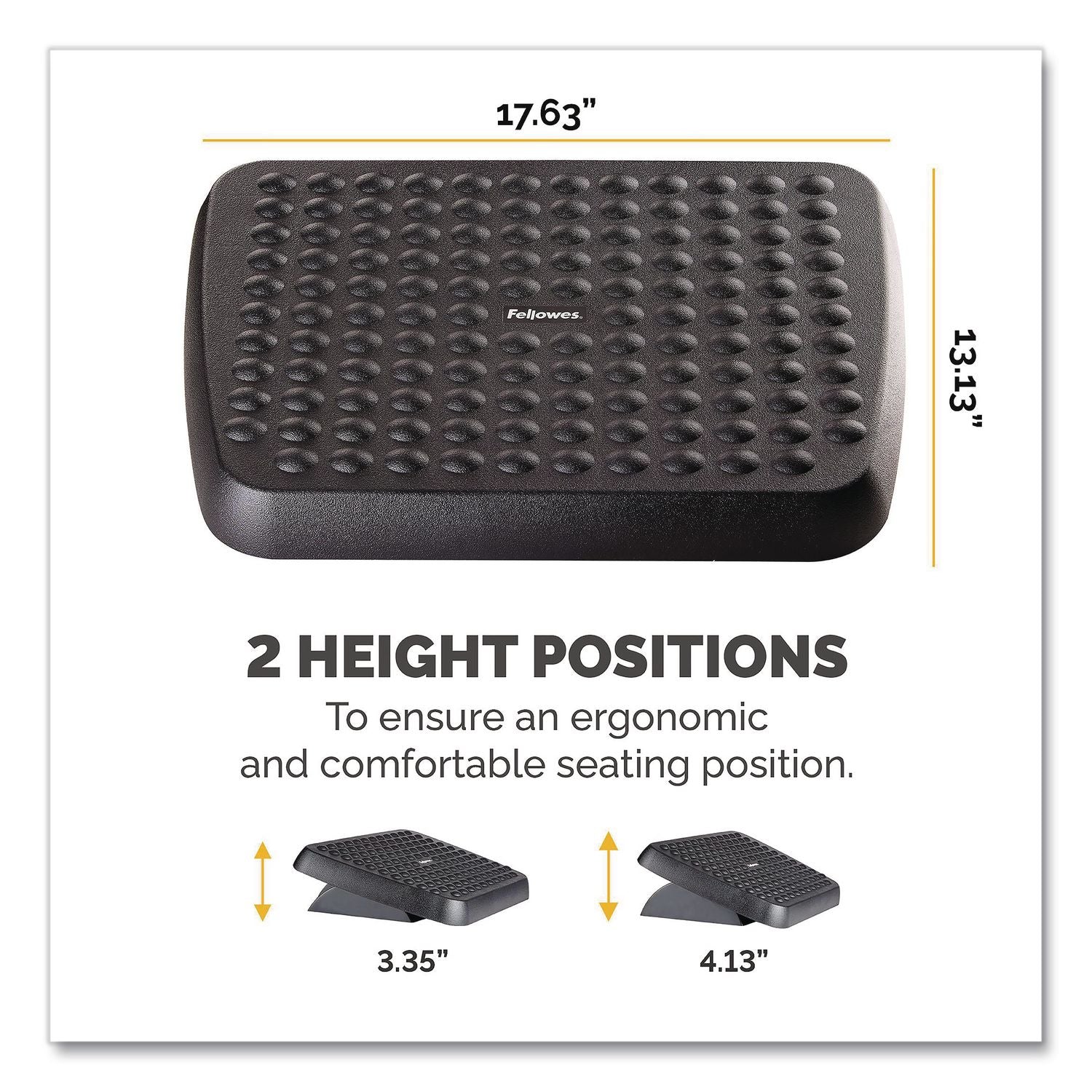 Standard Footrest, Adjustable, 17.63w x 13.13d x 3.75h, Graphite