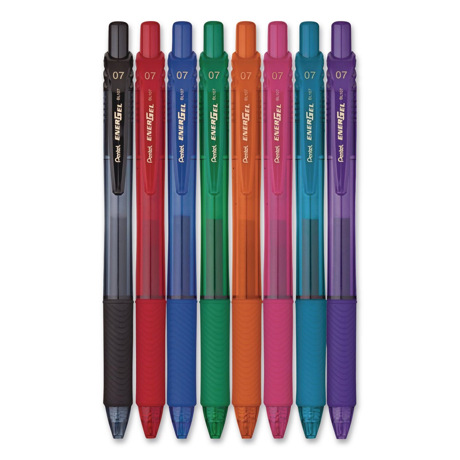 EnerGel EnerGel-X Retractable Gel Pens - Medium Pen Point - 0.7 mm Pen Point Size - Refillable - Retractable - Assorted Gel-based Ink - Assorted Barrel - Metal Tip - 8 / Pack