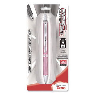 EnerGel EnerGel Alloy Retractable Gel Pens - Medium Pen Point - 0.7 mm Pen Point Size - Refillable - Retractable - Black Gel-based Ink - Metallic Pink Aluminum Alloy Barrel - Stainless Steel Tip - 1 / Pack