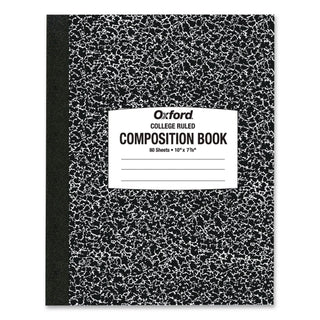Oxford Tops College-ruled Composition Notebook - 80 Sheets - Stitched - 7 7/8" x 10" - White Paper - Black Marble Cover - 1 Each