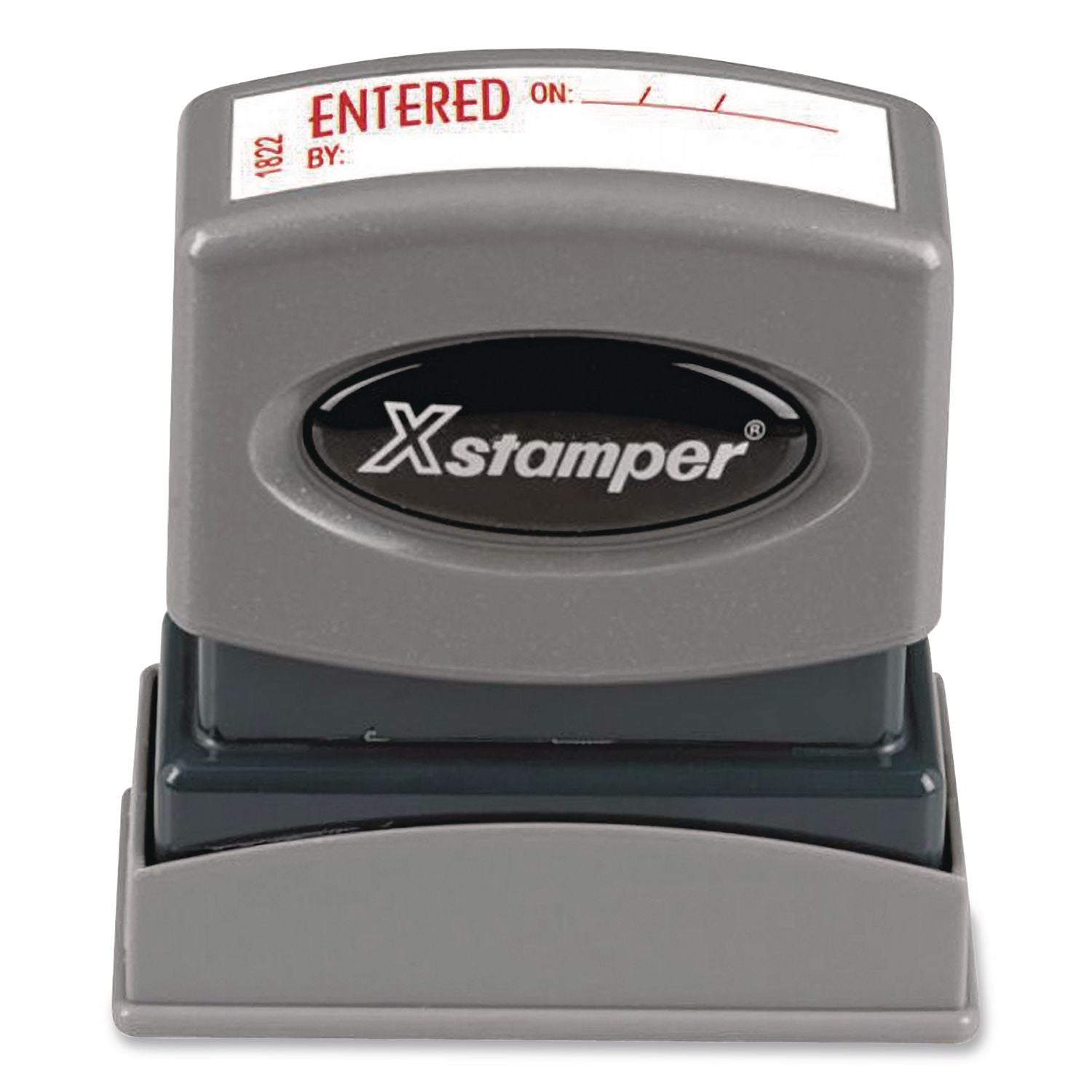Xstamper Red Ink ENTERED Title Stamp - Message Stamp - "ENTERED" - 0.50" Impression Width x 1.62" Impression Length - 100000 Impression(s) - Red - Recycled - 1 Each
