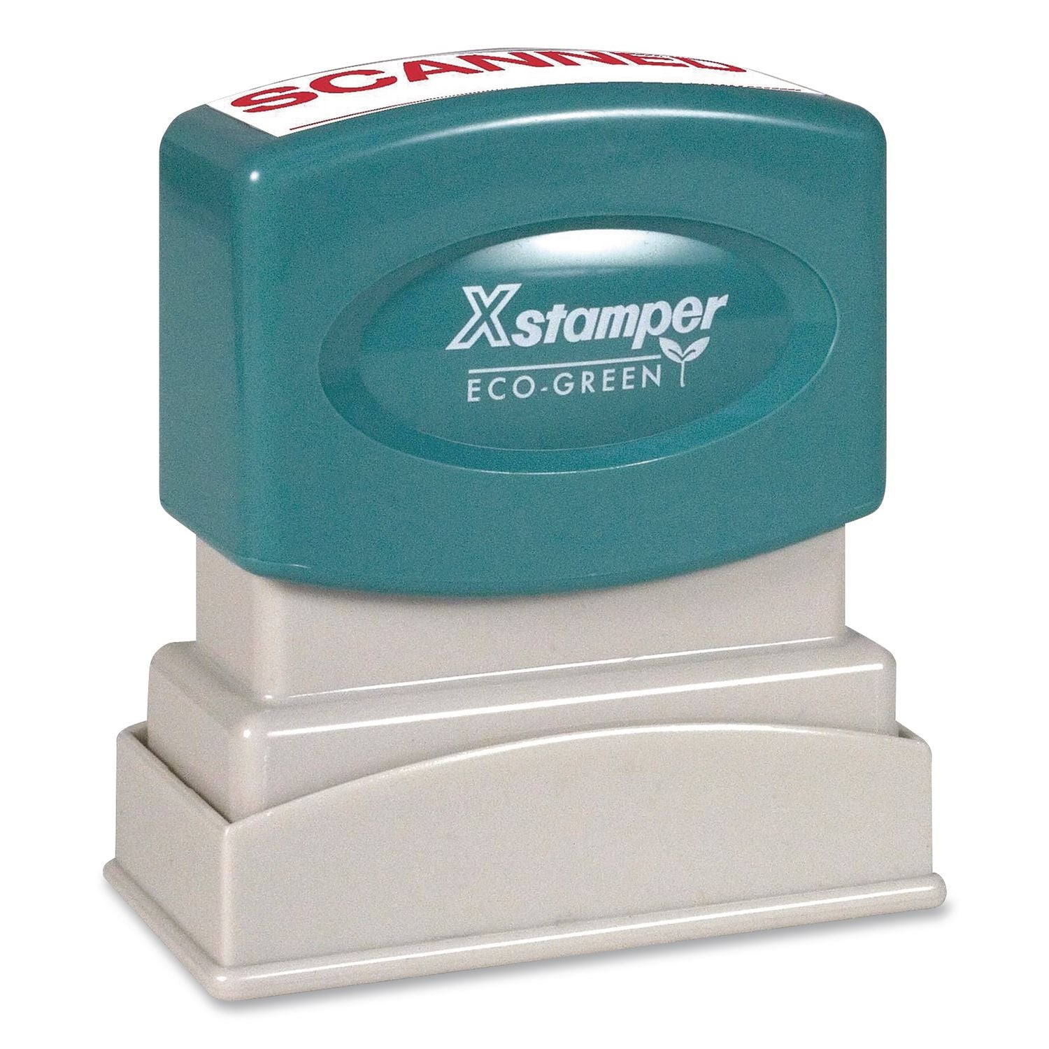 Xstamper SCANNED Pre-inked Stamp - Message Stamp - "SCANNED" - 0.50" Impression Width - 100000 Impression(s) - Red - Plastic - Recycled - 1 Each