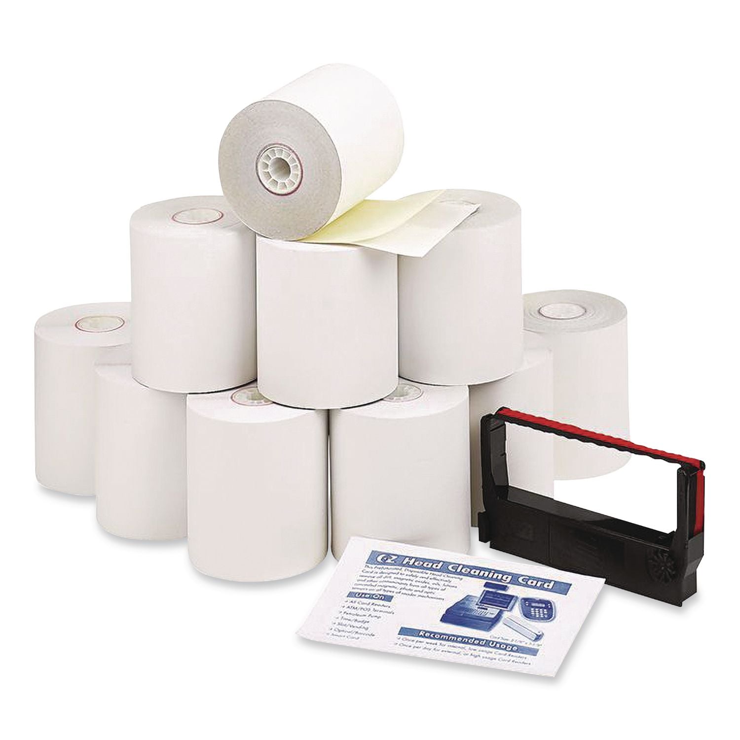 ICONEX 3" Carbonless POS Paper Roll - 3" x 90 ft - 10 / Carton - White, Yellow