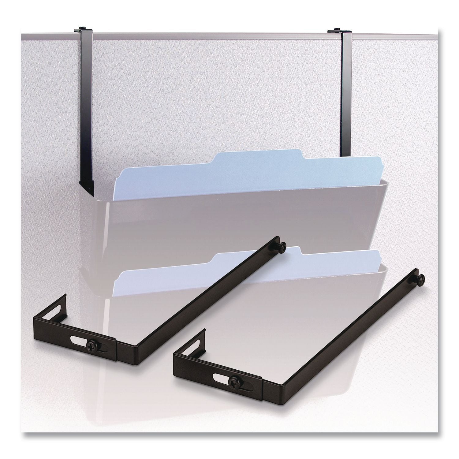Officemate Adjustable Partition Hangers - 7" Length - Metal - Black - 2 / Pair