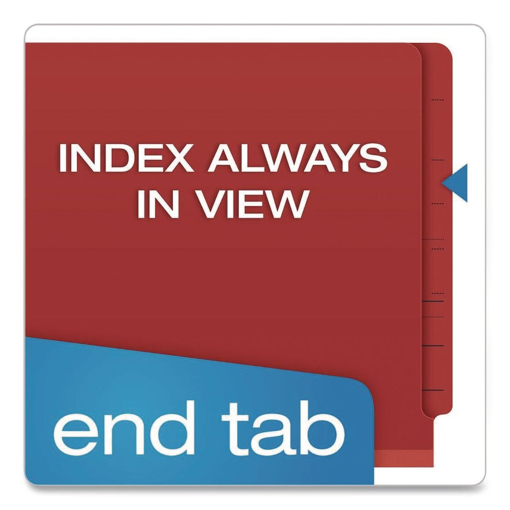 Pendaflex Letter Recycled Classification Folder - 8 1/2" x 11" - 3 1/2" Expansion - 2 Fastener(s) - 2" Fastener Capacity for Folder, 1" Fastener Capacity for Divider - 3 Divider(s) - Pressboard, Tyvek - Red - 60% Recycled - 10 / Box